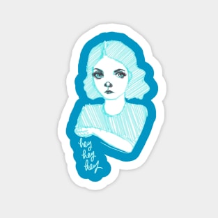 Hey Hey Hey: Pretty Blue Haired Girl Sticker